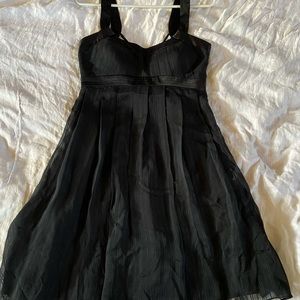 Black Toile Aline Shift Dress With Ribbon Trim